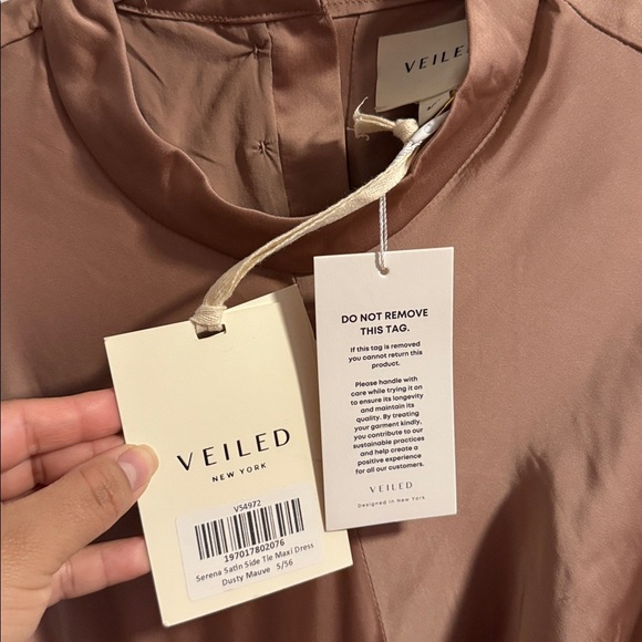 Veiled - Serena Satin Side Tie Maxi Dress Dusty Mauve - Picture 6 of 9